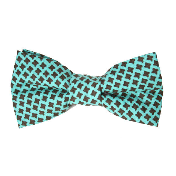 Dog Bow Tie Houndstooth Teal | Classic Hound Collar Co.