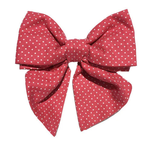 Strawberry Pin Dot Collar Bow