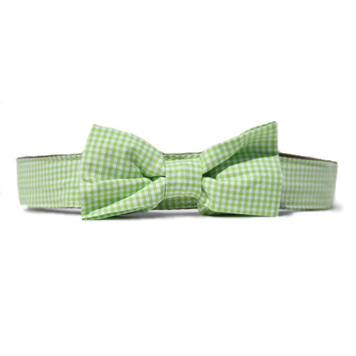 Collar Bow Tie Set - Gingham Green