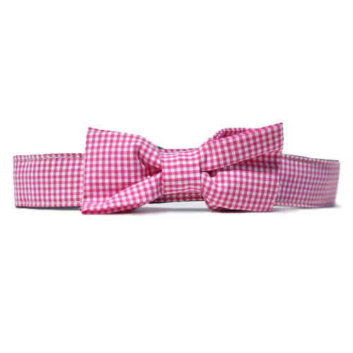 Collar Bow Tie Set - Gingham Pink