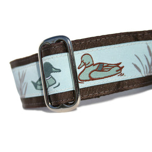 1.5" wide satin-lined duck hunter buckle dog collar by Classic Hound Collar Co.