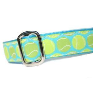 1" wide satin-lined tennis ball buckle dog collar by Classic Hound Collar Co.