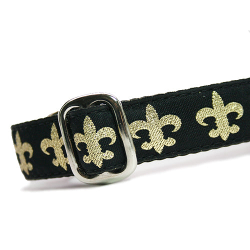 Gold & Black Fleur de Lis Dog Leash