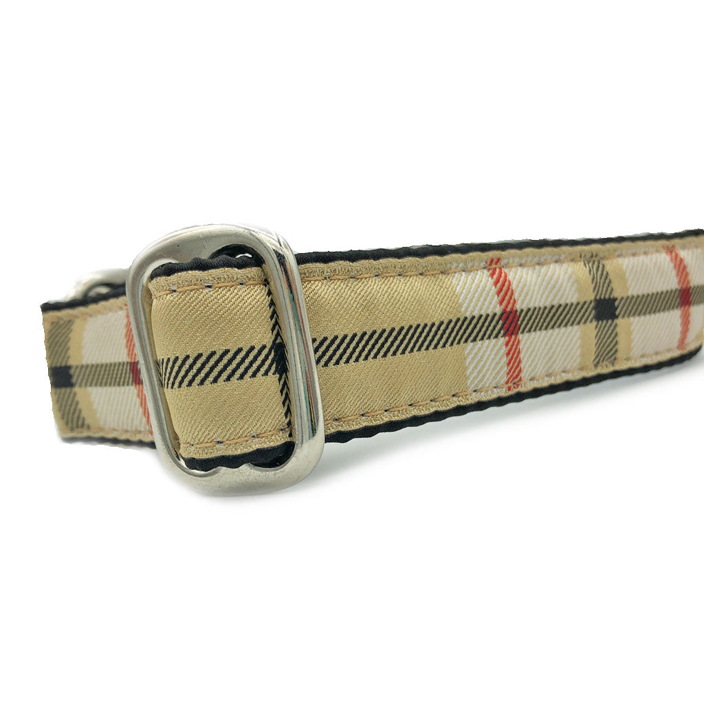 Unlined Furberry Plaid Buckle or Martingale Dog Collar by Dog Star