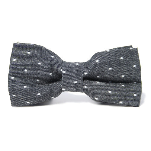 Dog Bow Tie Chambray Dot Charcoal | Classic Hound Collar Co. 