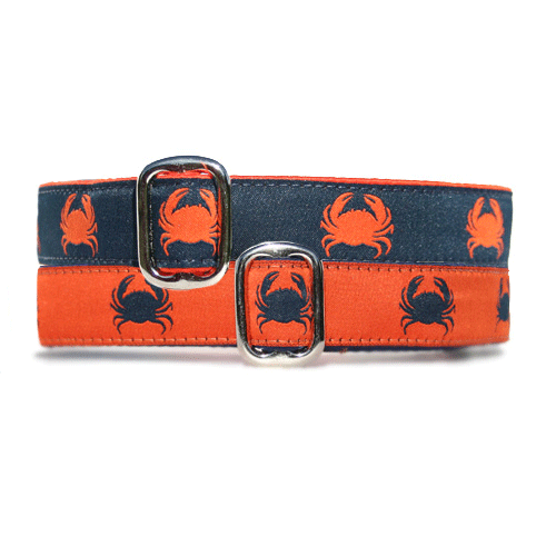 Orange and Blue Crab Dog Tag Collar Stack