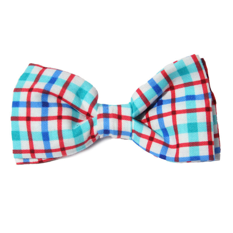 Dog Bow Tie Plaid Blue + Red | Classic Hound Collar Co. 